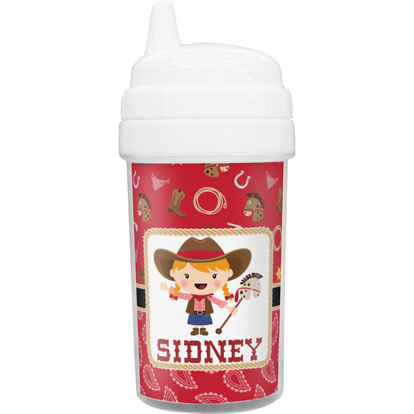 Custom Red Western Toddler Sippy Cup (Personalized)