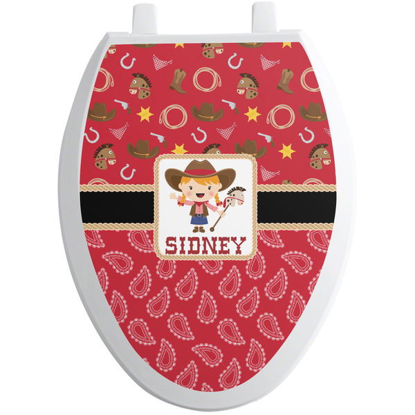Custom Red Western Toilet Seat Decal - Elongated (Personalized)