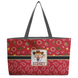 Red Western Beach Totes Bag - w/ Black Handles (Personalized)