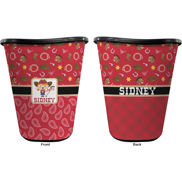 Red Western Trash Can Black - Front and Back - Apvl