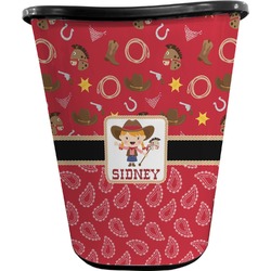 Red Western Waste Basket - Double Sided (Black) (Personalized)