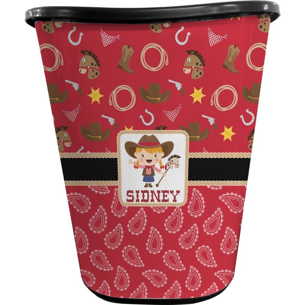 Custom Red Western Waste Basket - Double Sided (Black) (Personalized)