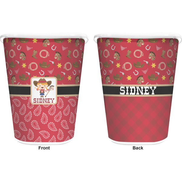 Red Western Trash Can White - Front and Back - Apvl