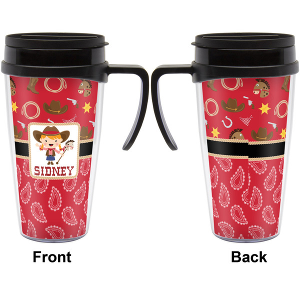 Red Western Travel Mug with Black Handle - Approval