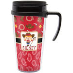 Red Western Acrylic Travel Mug with Handle (Personalized)