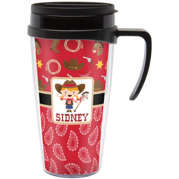 Custom Red Western Acrylic Travel Mug with Handle (Personalized)