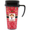 Red Western Travel Mug with Black Handle - Front