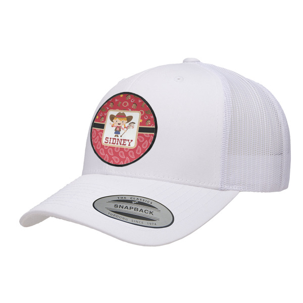 Custom Red Western Trucker Hat - White (Personalized)