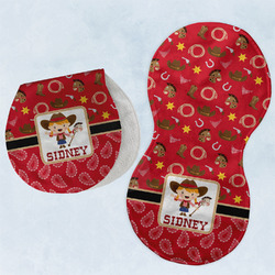 Red Western Burp Pads - Velour - Set of 2 w/ Name or Text