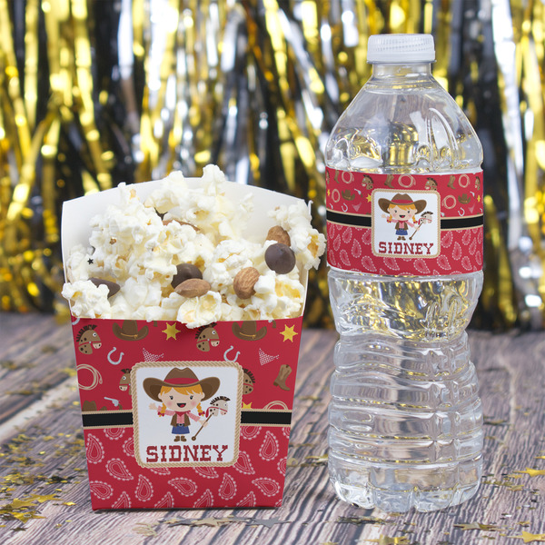 Red Western Water Bottle Label - w/ Favor Box