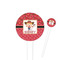 Red Western White Plastic 4" Food Pick - Round - Closeup