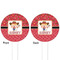 Red Western White Plastic 4" Food Pick - Round - Double Sided - Front & Back