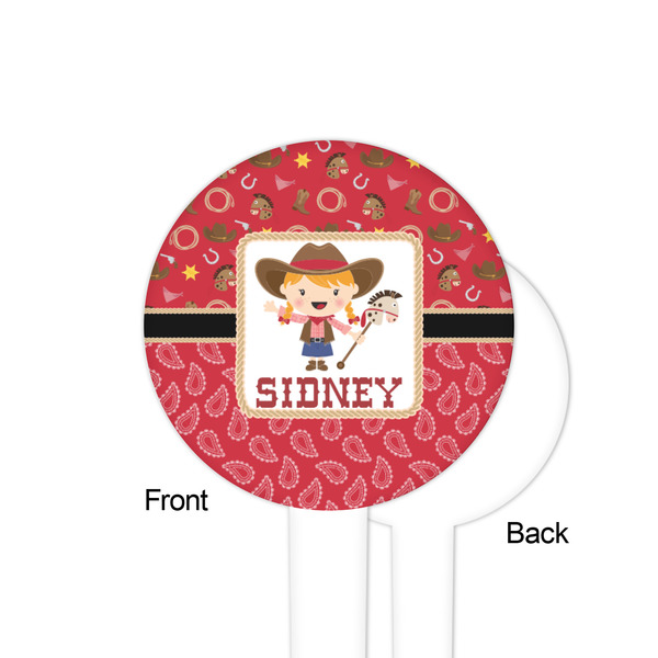 Red Western White Plastic 4" Food Pick - Round - Single Sided - Front & Back