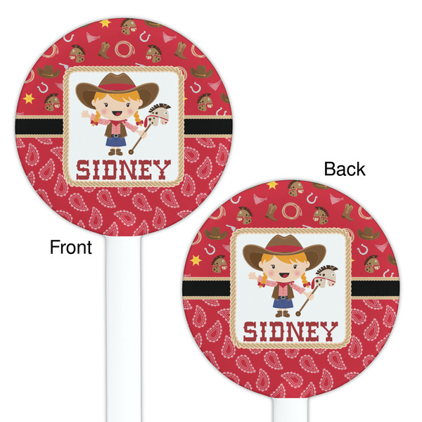 Red Western White Plastic 5.5" Stir Stick - Double Sided - Round - Front & Back
