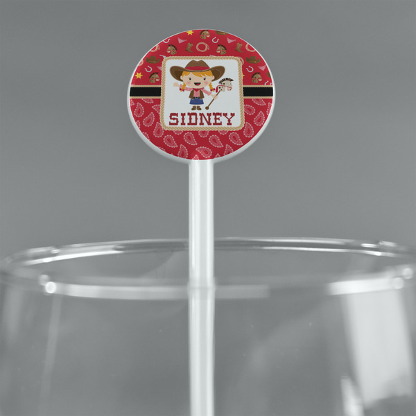 Red Western White Plastic 5.5" Stir Stick - Round - Main