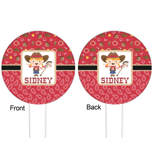 Red Western White Plastic 6" Food Pick - Round - Double Sided - Front & Back