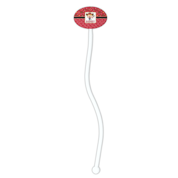 Red Western White Plastic 7" Stir Stick - Oval - Single Stick