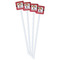 Red Western White Plastic Stir Stick - Double Sided - Square - Front