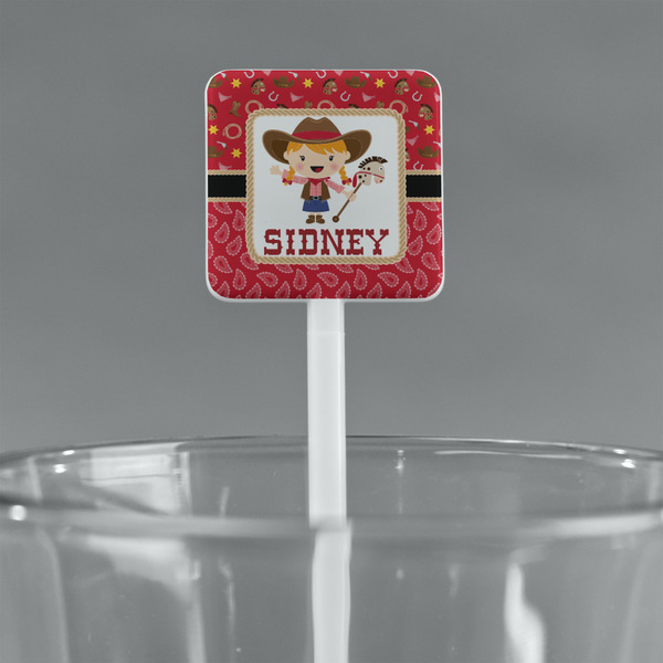 Red Western White Plastic Stir Stick - Square - Main