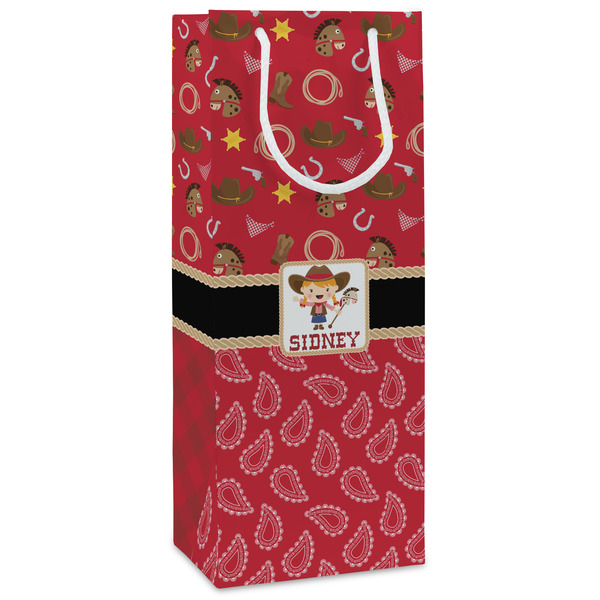Custom Red Western Wine Gift Bags - Gloss (Personalized)