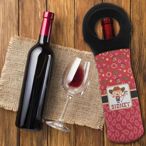 Red Western Wine Tote Bag - FLATLAY