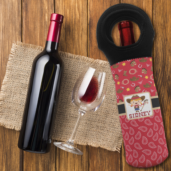 Red Western Wine Tote Bag - FLATLAY