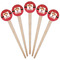 Red Western Wooden 4" Food Pick - Round - Fan View