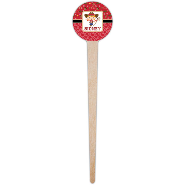 Red Western Wooden 4" Food Pick - Round - Single Pick