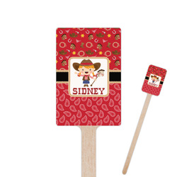 Red Western 6.25" Rectangle Wooden Stir Sticks - Double Sided (Personalized)
