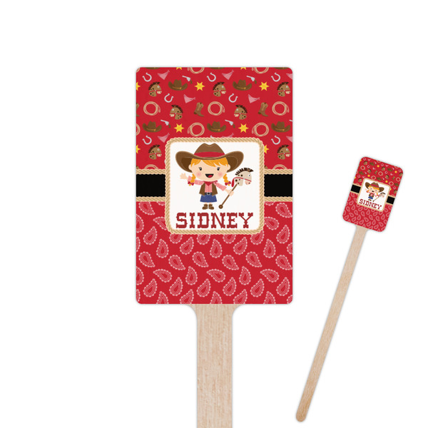 Custom Red Western 6.25" Rectangle Wooden Stir Sticks - Double Sided (Personalized)