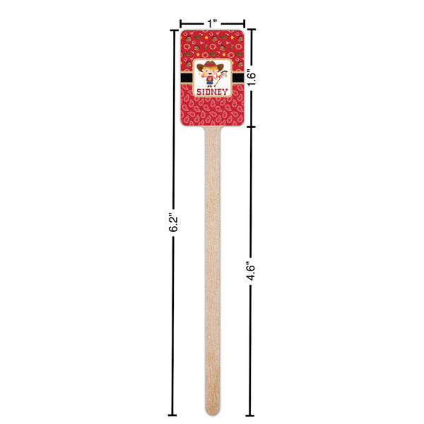 Red Western Wooden 6.25" Stir Stick - Rectangular - Dimensions