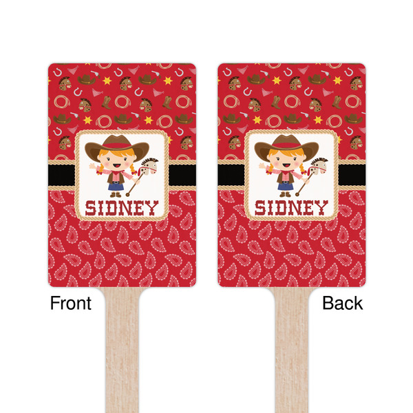 Red Western Wooden 6.25" Stir Stick - Rectangular - Double Sided - Front & Back