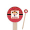 Red Western Wooden 6" Food Pick - Round - Closeup