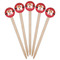 Red Western Wooden 6" Food Pick - Round - Fan View