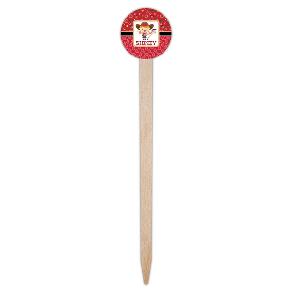 Red Western Wooden 6" Food Pick - Round - Single Pick