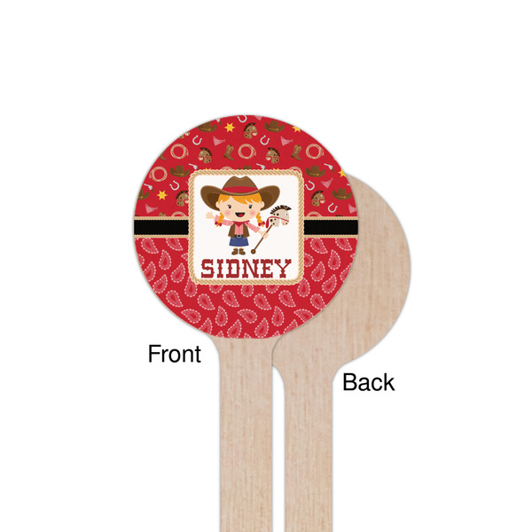 Red Western Wooden 7.5" Stir Stick - Round - Single Sided - Front & Back