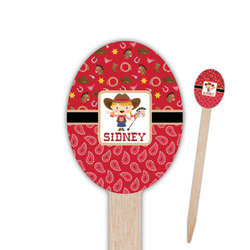 Red Western Oval Wooden Food Picks (Personalized)