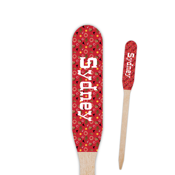 Custom Red Western Paddle Wooden Food Picks (Personalized)