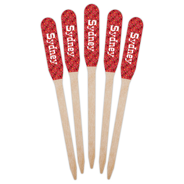 Red Western Wooden Food Pick - Paddle - Fan View
