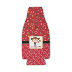 Red Western Zipper Bottle Cooler (Personalized)