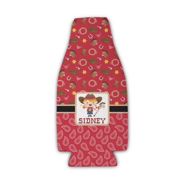 Red Western Zipper Bottle Cooler - Set of 4 - FRONT