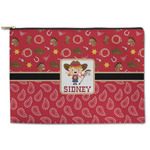 Red Western Zipper Pouch - Large - 12.5"x8.5" (Personalized)
