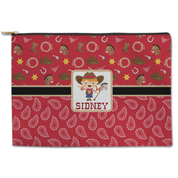 Custom Red Western Zipper Pouch - Large - 12.5"x8.5" (Personalized)