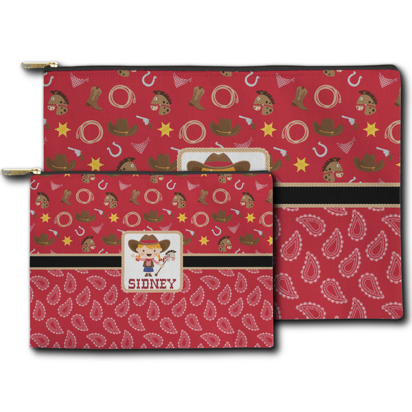 Red Western Zippered Pouches - Size Comparison
