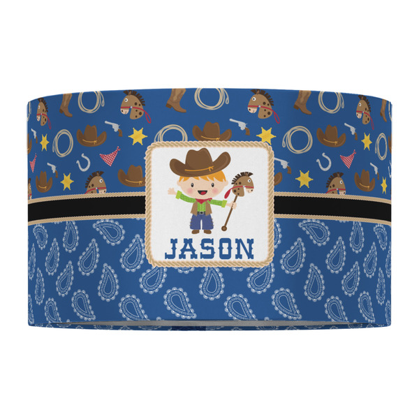 Blue Western 12" Drum Lampshade - FRONT (Fabric)