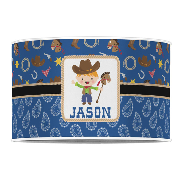 Blue Western 12" Drum Lampshade - FRONT (Poly Film)