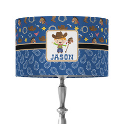 Blue Western 12" Drum Lamp Shade - Fabric (Personalized)