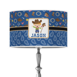 Blue Western 12" Drum Lamp Shade - Poly-film (Personalized)