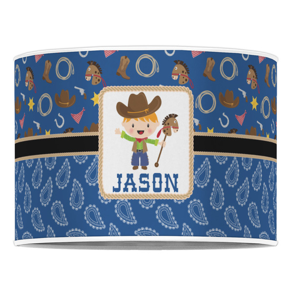 Blue Western 16" Drum Lampshade - FRONT (Poly Film)