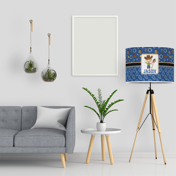 Blue Western 16" Drum Lampshade - LIFESTYLE